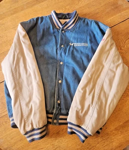 Tri Mountain Denim Bomberjacke bestickt mit Dochten Holz XL Vintage - Bild 1 von 10