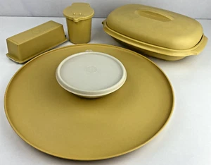 Tupperware Ernte Gold Gelb Vintage Set Dampfgarer Milchkännchen Butter Chip Dip LESEN - Bild 1 von 18