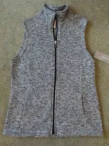 Misses Exertek Knit Vest Jacket, Gray Heather, Zipper, Pockets, Collar, Sm., New - Picture 1 of 10