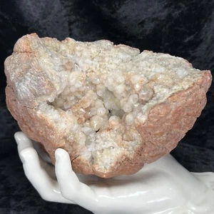 5-3/4 Zoll große Geode milchig eiseniger Quarz Kristall Cluster rosa rot Hämatit - Bild 1 von 12