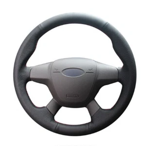 Top Leather Steering Wheel Hand-stitch on Wrap Cover For Ford Focus KUGA Escape - Picture 1 of 5