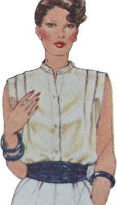 1980s Saddle Shoulder Stand Collar Blouse Coat Simplicity 9060 Sewing Pattern - Image 1 of 3