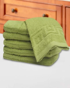 Pair of Superior Wash Mitts Face Cloth Glove 100% Cotton Flannel Scrub, Green - Picture 1 of 3