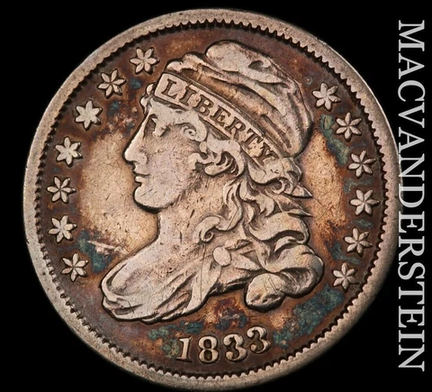 Higher Grade  1833 Capped Bust Dime- Semi-Key  VF-EF Cover