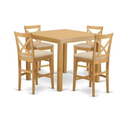 CFPB5-OAK-C 5 Pc counter height set - counter height Table and 4 Kitchen bar... - Image 1 of 4