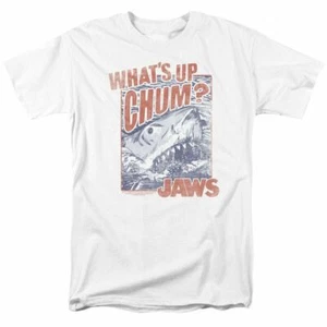 Jaws Chum T Shirt Licensed Shark Movie Retro Tee Classic New White - Picture 1 of 2