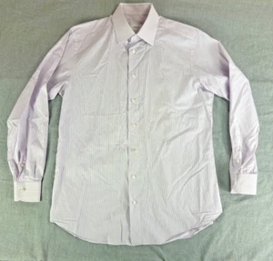 Brioni Shirt Men Large Regular Fit Academic Preppy Stripe Casual Business Pink - Picture 1 of 10