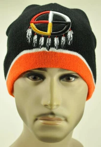 NOUVEAU CERCEAU DE ROUE INDIEN PLUME BONNET TRICOT CRÂNE WN ORANGE - Photo 1/2