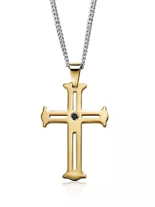 Collana Croce Diamante - Croce Religiosa Taglio Oro IP Carburo di Tungsteno - Foto 1 di 2