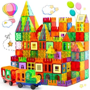OugerToy Magnetic Tiles,104PCS Magnetic Building Tiles for Kids, Educational - Picture 1 of 7