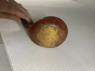 Vintage Spalding 5 Wood Model 4336 Persimmon Head Golf Club Brass Soleplate USA - Image 1 of 4