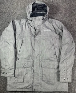 Columbia Jacket Mens Large Omni-Tech Waterproof Hooded Coat Zip Grey - Picture 1 of 10