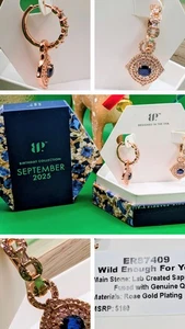 Bomb Party September Wild Enough For You Sapphire Lab Created Rose Gold Hoop... - Picture 1 of 1