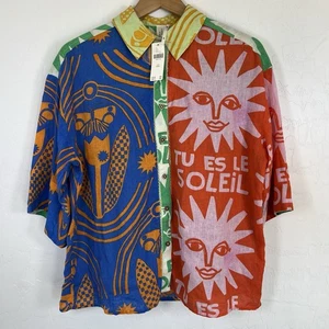 Anthropologie Anisa Makhoul Button Down Shirt Damen Größe XXS Oversized Neu mit Etikett - Bild 1 von 15