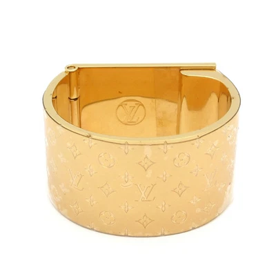 Auténtico broche textil LOUIS VUITTON nanograma M00226 oro LE1108 anillo bufanda Foto 1 de 4