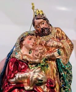 Belén de vidrio soplado a mano adorno de Navidad detalles dorados y brillantes 5,5" x 3" - Imagen 1 de 7