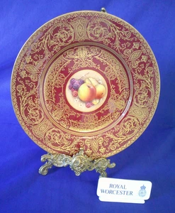 Placa de gabinete pintada a mano Royal Worcester fruta bodegón firmado por J. Reed - Imagen 1 de 7