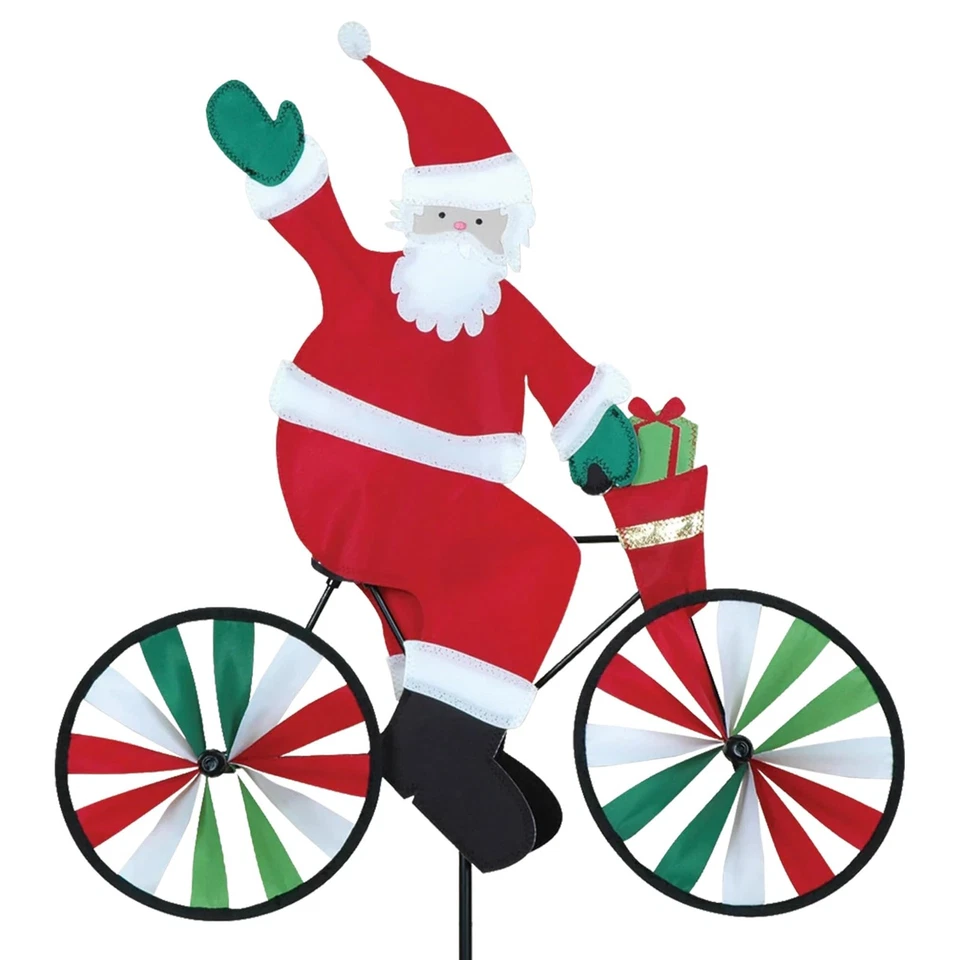 20" Santa on a Bicycle Garden Spinner Pmr26869 Premier Kites & Designs