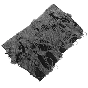 1 Pair of Halloween Decoration Beggar Black Ragged Punk Gloves (Black Grey) - Picture 1 of 12