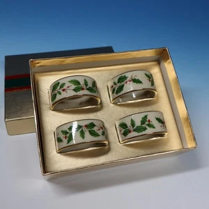 Lenox China - Acebo de vacaciones - 4 servilleteros redondos - 13/4 pulgadas - caja original - Imagen 1 de 5