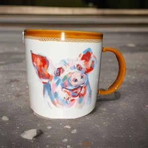 Pig Sculpted Stoneware Mug Oversized Farm House Mainstays - Picture 1 of 4