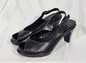 Bella Vita Leder Peeptoe Slingback Absatz Schuhe, schwarz, Größe 7W - Bild 1 von 9