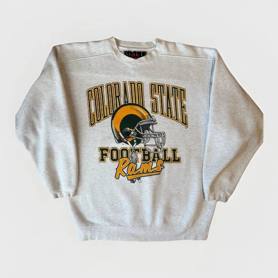 Sudadera De Colección Colorado State Rams Gris Medio Años 90 Fútbol Universitario Foto 1 de 4