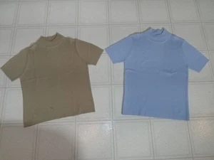 Damen Kurzarm Pullover Pulli einer hellbraun und einer hellblau - Bild 1 von 8