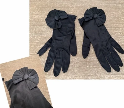 Guantes de noche vintage negros satinados con rosetas amantes satinados de Finale talla única Foto 1 de 4
