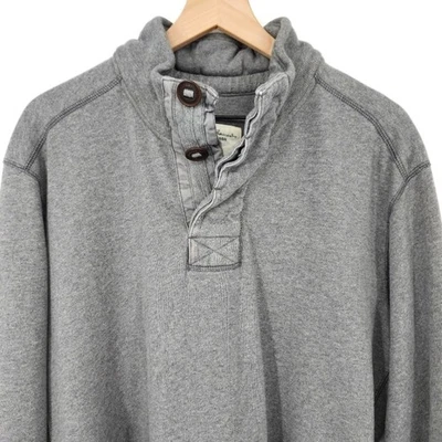 Eddie Bauer Hombres Henley Pullover Sudadera Talla XL Gris Leyenda Lavado Y2K Retro Foto 1 de 4