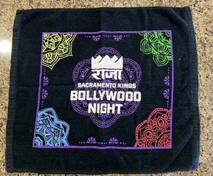 Sacramento Kings Bollywood Night NBA Rally Pro Towel 16” x 15” Black SGA India - Picture 1 of 7