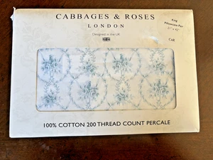 New Cabbages & Roses London 100% Cotton 2 two King Pillowcases Julia China Blue - Picture 1 of 3