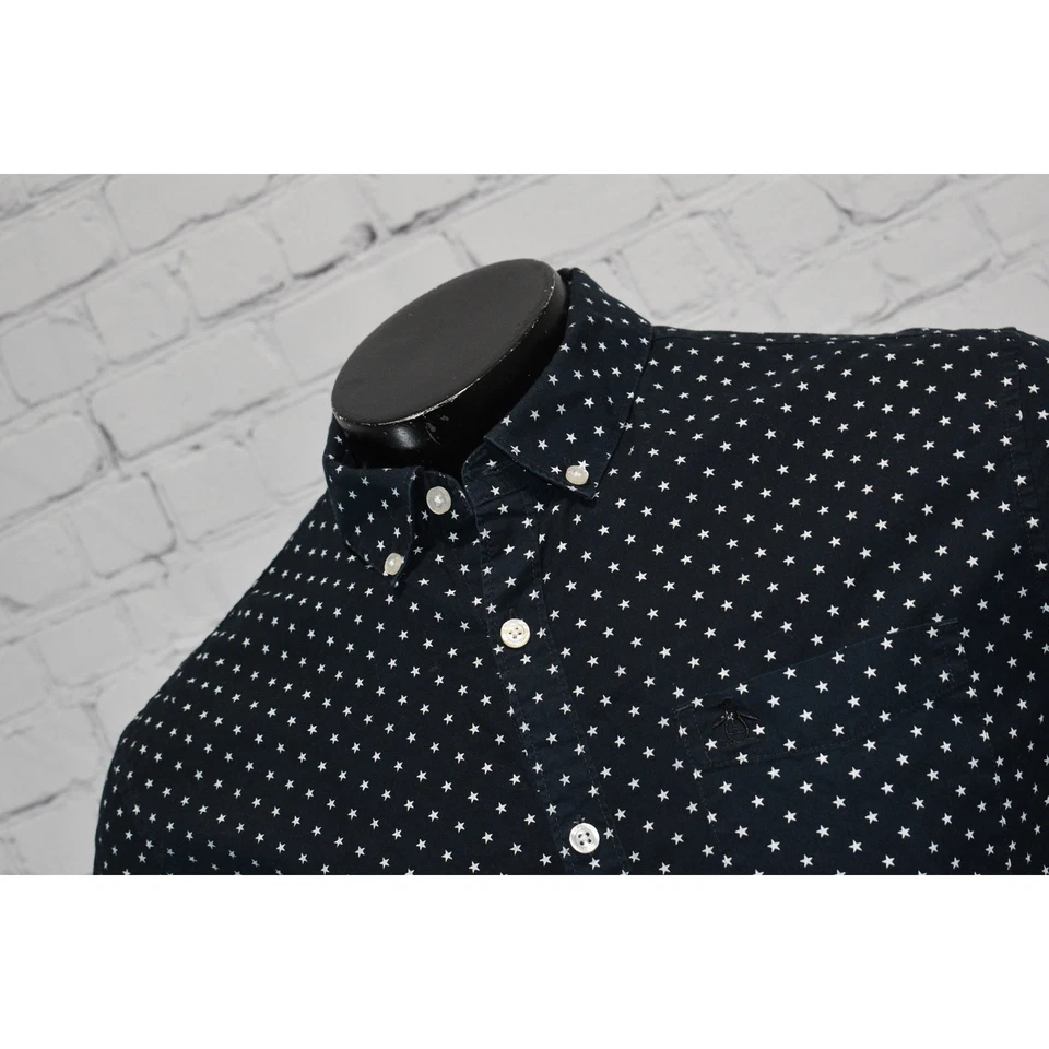 Camisa de Vestir Original Penguin Munsingwear Hombre Talla Grande Azul Diseño Estrella Foto 1 de 4
