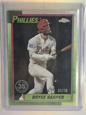 25 Topps Chrome  1990 Topps Baseball Bryce Harper #90CB-12 Logofractor  1/10 - Image 1 of 3