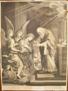 1685-MAGDELEINE-MADDALENA-ANGELI-GRANDE INCISIONE ORIGINALE-RARA-BIG COPPER - Foto 1 di 1