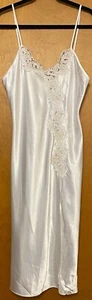 Vintage California Dynasty White Brocade Beaded Nightgown Dress Lingerie Medium - Picture 1 of 5