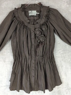 Blusa Ryu Aplique Floral Feminina S Whimsigoth Steampunk Fairygoth Verde Escuro - Imagem 1 de 4