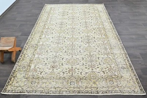 Oushak Turkish Vintage Rug 6x9 Kilim Rug Anatolian Handmade Boho Decor BEIGE - Picture 1 of 10