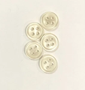 10x White Shell Frosted Polished Ivory 4 Hole Shirt Buttons 10mm - Picture 1 of 5