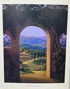 Jim Buckels La Torre de San Gimignano Plateado Firmado Serigrafía Sobre Papel Arte - Imagen 1 de 4