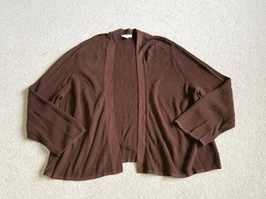 Damen Pullover - J. JILL - braune Baumwollmischung Cropped offene Strickjacke LS-M - Bild 1 von 4