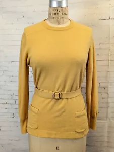 Vintage Dalton Bullocks Womens Sweater Medium M 100% Virgin Cashmere Mustard Ylw - Picture 1 of 11