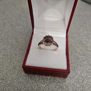 Zimbaprase and Zircon ring in 18k rose gold over sterling silver 'M' - Picture 1 of 4