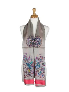 AamiraA Mink Floral Mulberry Chiffon Silk Stole Women Oblong Scarf Free Shipping - Picture 1 of 5