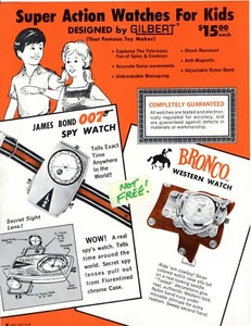 1965 GILBERT James Bond 007 Spy Watch Bronco Western SCARCE Advertising VINTAGE - Picture 1 of 2
