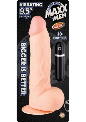 VIBRATING DILDO 9.5 INCH DONG MAXX MEN REAL SKIN FEEL WITH BALLS 10 FUNCTIONS - Image 1 of 3