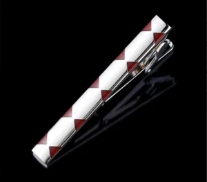 Casual and Professional Style Geometric Shapes Classy Red and Silver Tie Clips - Picture 1 of 2
