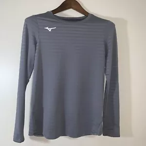Mizuno Eco Long Sleeve Running Shirt Womens Small Gray Stripe Breathable Drylite - Picture 1 of 13