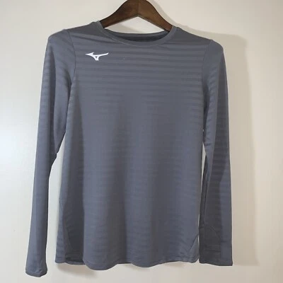 Mizuno Eco Long Sleeve Running Shirt Womens Small Gray Stripe Breathable Drylite - Image 1 of 4