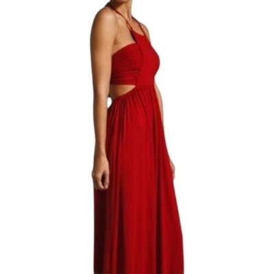 Maxi Vestido RACHEL PALLY Nita Rosa Pequeño Halter Recorte Acanalado Resort Boho Diosa Foto 1 de 4